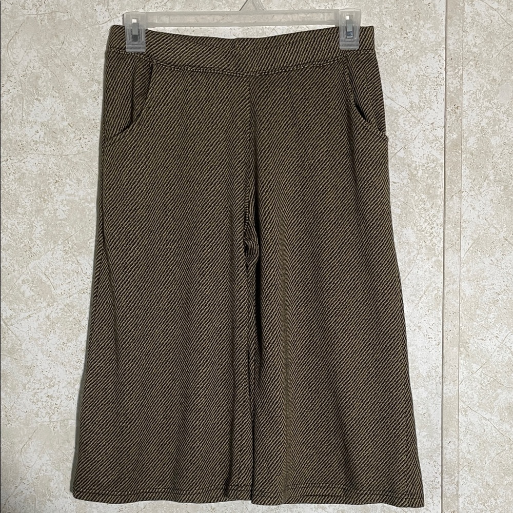 Women's GW Sport Brown & Black Acrylic Poly Wide-Leg Pants with Pockets